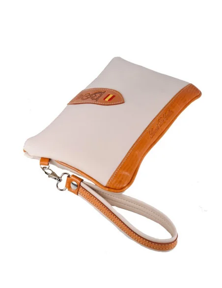 Cartera Bandera España de Mano Piel de Potro Beige