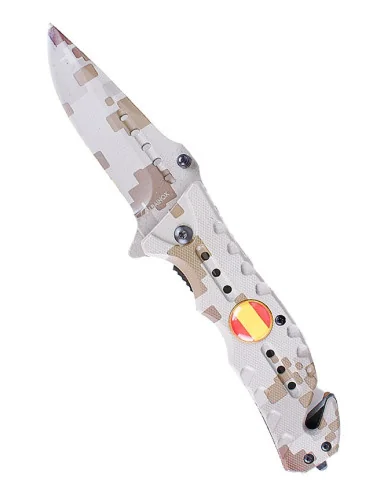 Navaja Táctica Bandera España Camo Arena FOS
