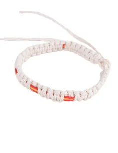 Pulsera Hilo Encerado Beige Banderas España Pequeñas