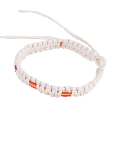 Pulsera Hilo Encerado Beige Banderas España Pequeñas