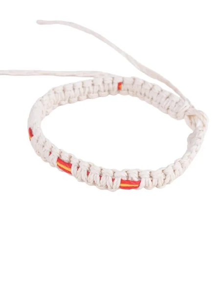 Pulsera Hilo Encerado Beige Banderas España Pequeñas