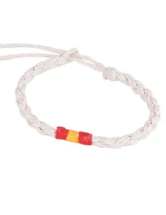 Pulsera Hilo Encerado Trenzado Beige Bandera España