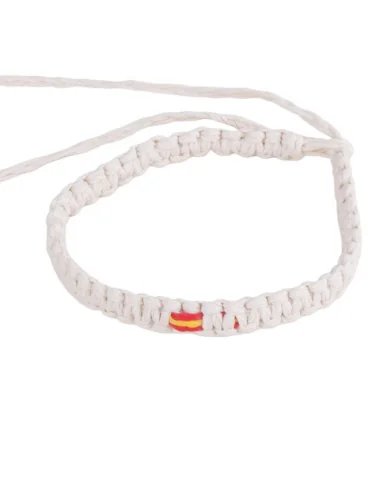 Pulsera Hilo Encerado Beige Bandera España Pequeña