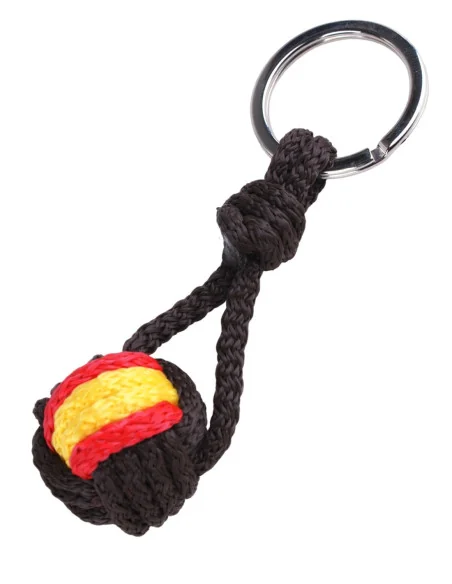 Llavero Bola Cuerda Bandera España Marrón