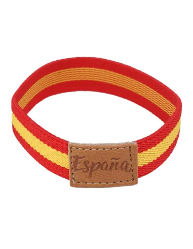 Pulsera Elástica Bandera España Etiqueta Cuero