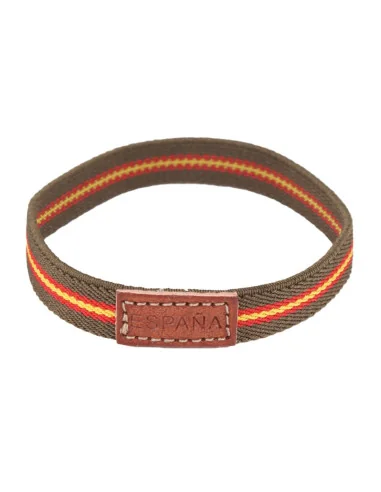 Pulsera Elástica Bandera España Y Verde Etiqueta Cuero
