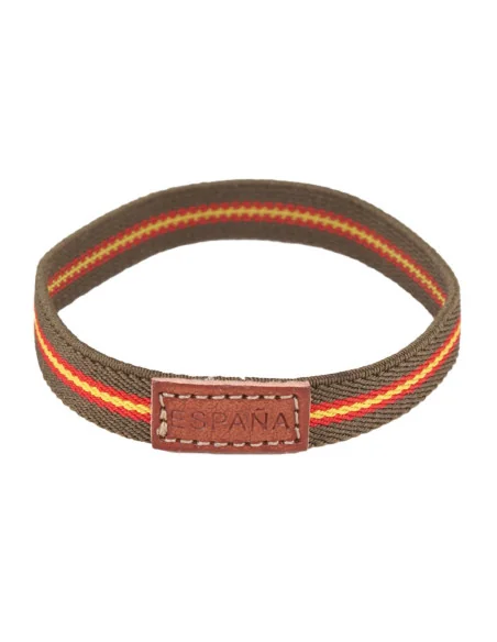 Pulsera Elástica Bandera España Y Verde Etiqueta Cuero