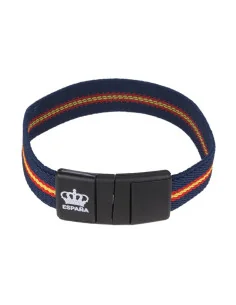 Pulsera Elástica Bandera España y Azul Cierre Corona