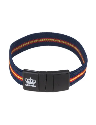 Pulsera Elástica Bandera España y Azul Cierre Corona