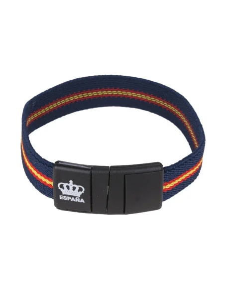 Pulsera Elástica Bandera España y Azul Cierre Corona