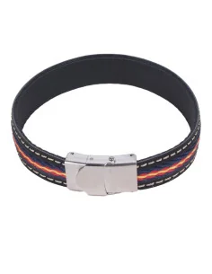 Frontal - Pulsera Bandera España Y Azul Cuero