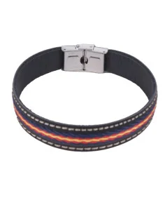 Frontal - Pulsera Bandera España Y Azul Cuero 2