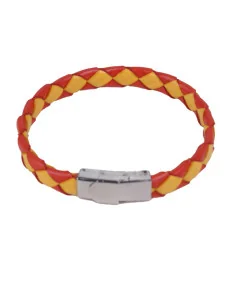 Pulsera Trenzada Bandera España Cuero Y Acero