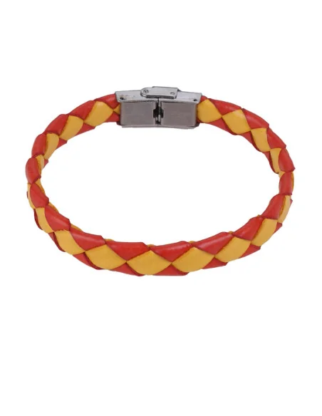 Pulsera Trenzada Bandera España Cuero Y Acero