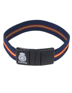 Pulsera Elástica Bandera España Y Azul Cierre Policía Nacional