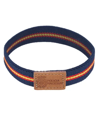 Pulsera Elástica Bandera España Y Azul Etiqueta Policía Nacional