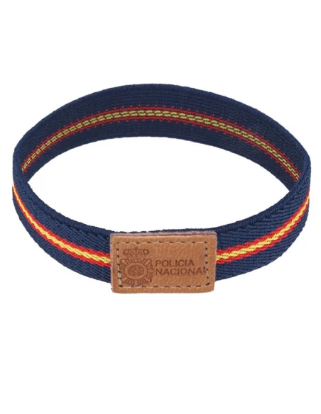 Pulsera Elástica Bandera España Y Azul Etiqueta Policía Nacional