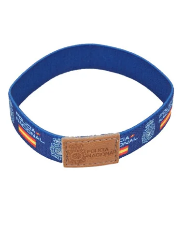 Pulsera Elástica Policía Nacional Etiqueta Cuero | Bandera España