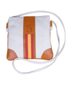 Bandolera Lona Beige Bandera España | Detalles en Cuero | ADS