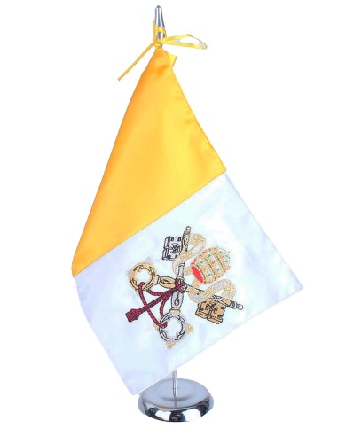 Banderín Sobremesa Bandera Vaticano Bordado a Máquina