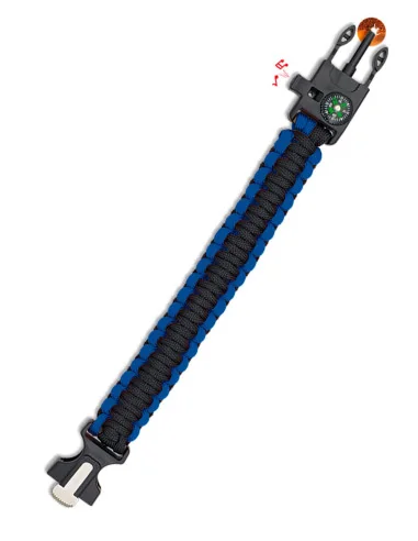 Pulsera Paracord Supervivencia Azul / Negro
