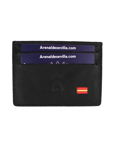 Tarjetero Bandera España Piel - Negra