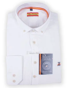Camisa Polera Bandera España Lino blanca 2