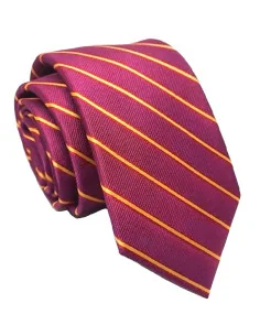 Corbata Bandera España Raya Fina - Burdeos
