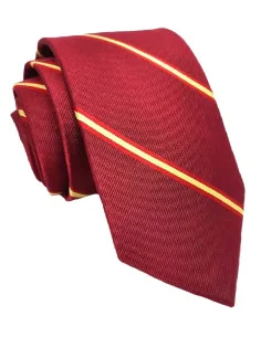 Corbata Burdeos Bandera de España Diagonal | 100% Seda | ADS