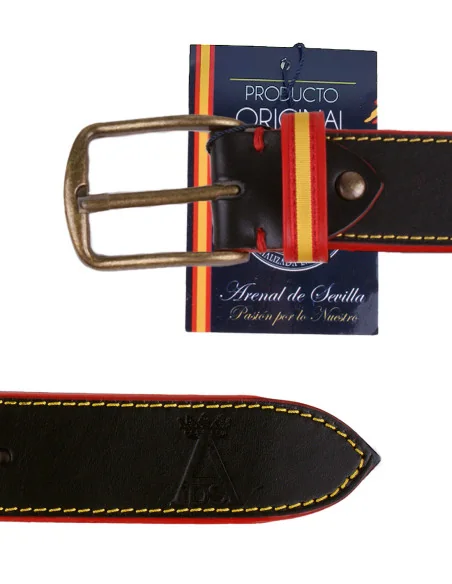 Cinturón Bandera España Negro Pespuntes