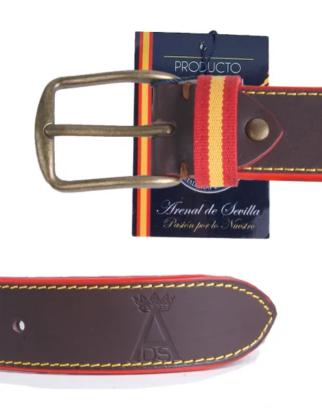 Cinturón Bandera España Chocolate Pespuntes
