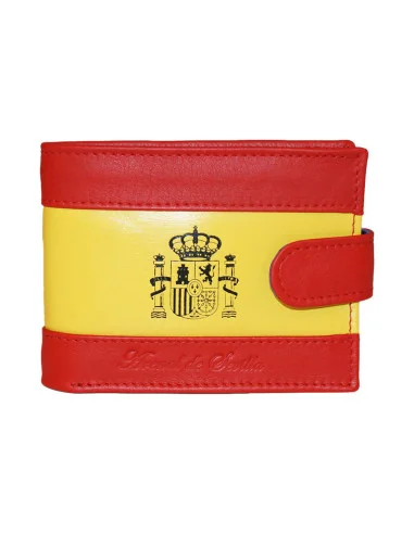 Cartera de Piel Bandera España con Escudo y Bolsillo
