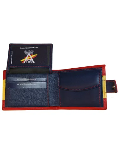 Cartera de Piel Bandera España con Escudo y Bolsillo