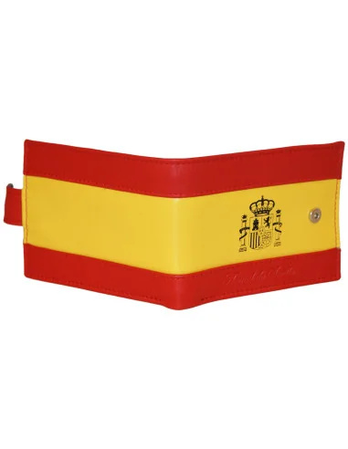 Cartera de Piel Bandera España con Escudo y Bolsillo