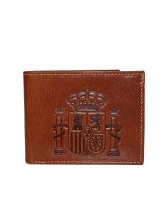 Cartera Escudo España de Piel Marrón Chocolate Bolsillo