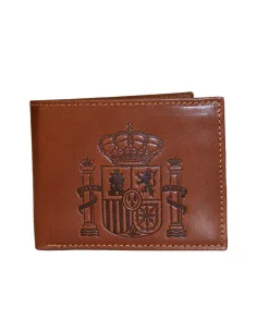 Cartera Escudo España de Piel Marrón Chocolate