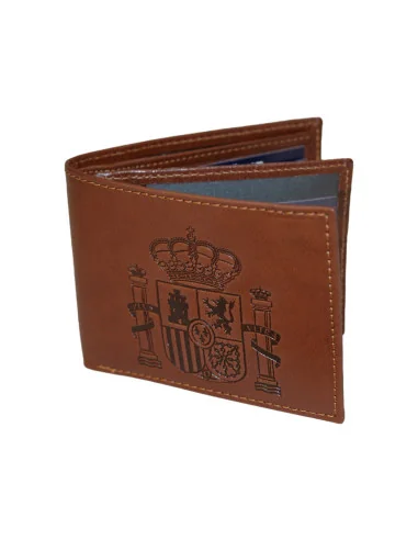 Cartera Escudo España de Piel Marrón Chocolate