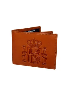 Cartera Escudo España de Piel Cuero Oscuro