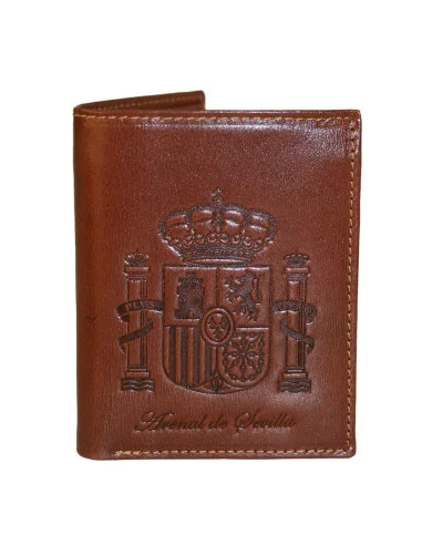 Cartera Escudo España de Piel Marrón Chocolate Bolsillo