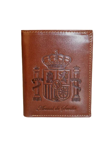 Cartera Escudo España de Piel Marrón Chocolate Bolsillo