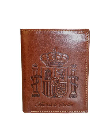 Cartera Escudo España de Piel Marrón Chocolate Bolsillo