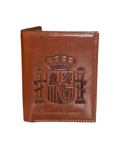 Cartera Escudo España de Piel Marrón Chocolate