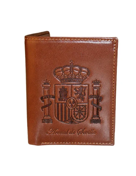 Cartera Escudo España de Piel Marrón Chocolate