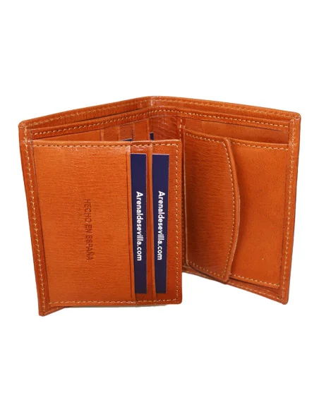 Cartera Escudo España de Piel Cuero Oscuro Bolsillo