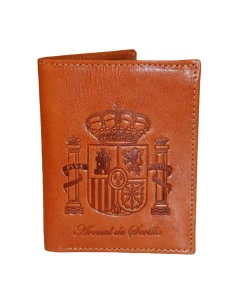 Cartera Escudo España de Piel Cuero Oscuro