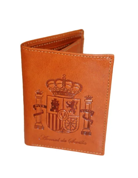 Cartera Piel Cuero Oscuro Escudo España | Calidad Premium | ADS