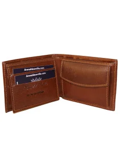 Cartera Piel Chocolate con Monedero Águila San Juan | Hecho en España | ADS 2