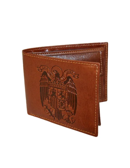 Cartera Piel Chocolate con Monedero Águila San Juan | Hecho en España | ADS