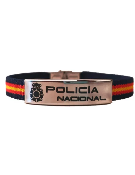 Pulsera Elástica Policía Nacional Ajustable | Acero Láser | ADS
