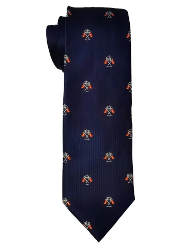 Corbata Azul Marino Bandera de España y Corona Real | Seda | ADS
